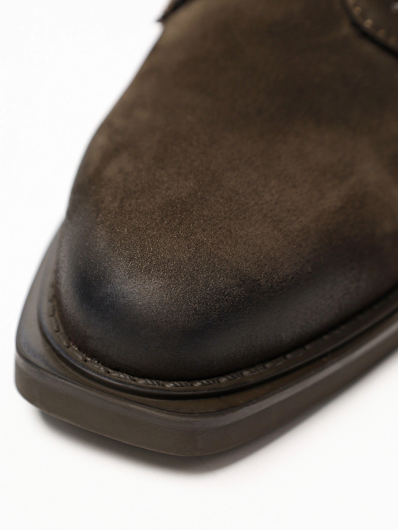 Ботинки-дерби оливкового цвета на широком среднем каблуке